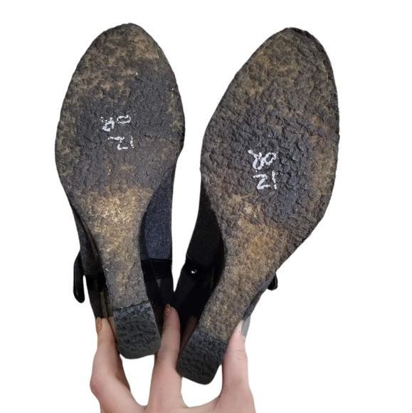 Stuart Weitzman Mary Jane Felt Patent Wedge Heel Size 7.5 - Picture 7 of 9